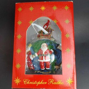 New Christopher Radko Santa's Around The World Resin Ornament 2001 NIB Christmas